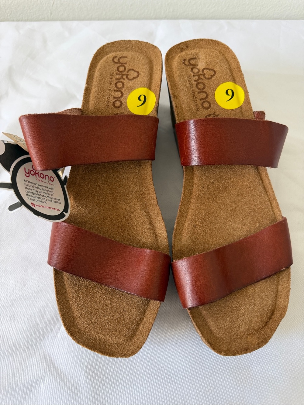 Yokono Women's Double Strap Slide Sandals in Chestnut Brown